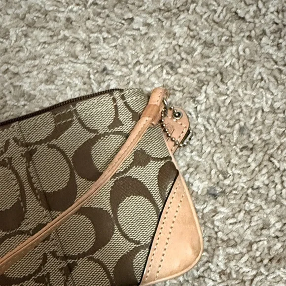 Coach Tan and Brown Signature Wristlet - Picture 5 of 7
